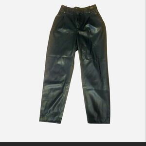 Zara High Rise Faux Leather Trouser Pants Size XS tapered leg